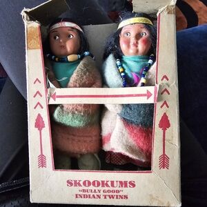 Skookums "Bully Good" Indian Twins Dolls 1930's - 1940's Vintage Kitsch